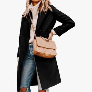 Brand new wool coat mid-long notch lapel single breasted casual